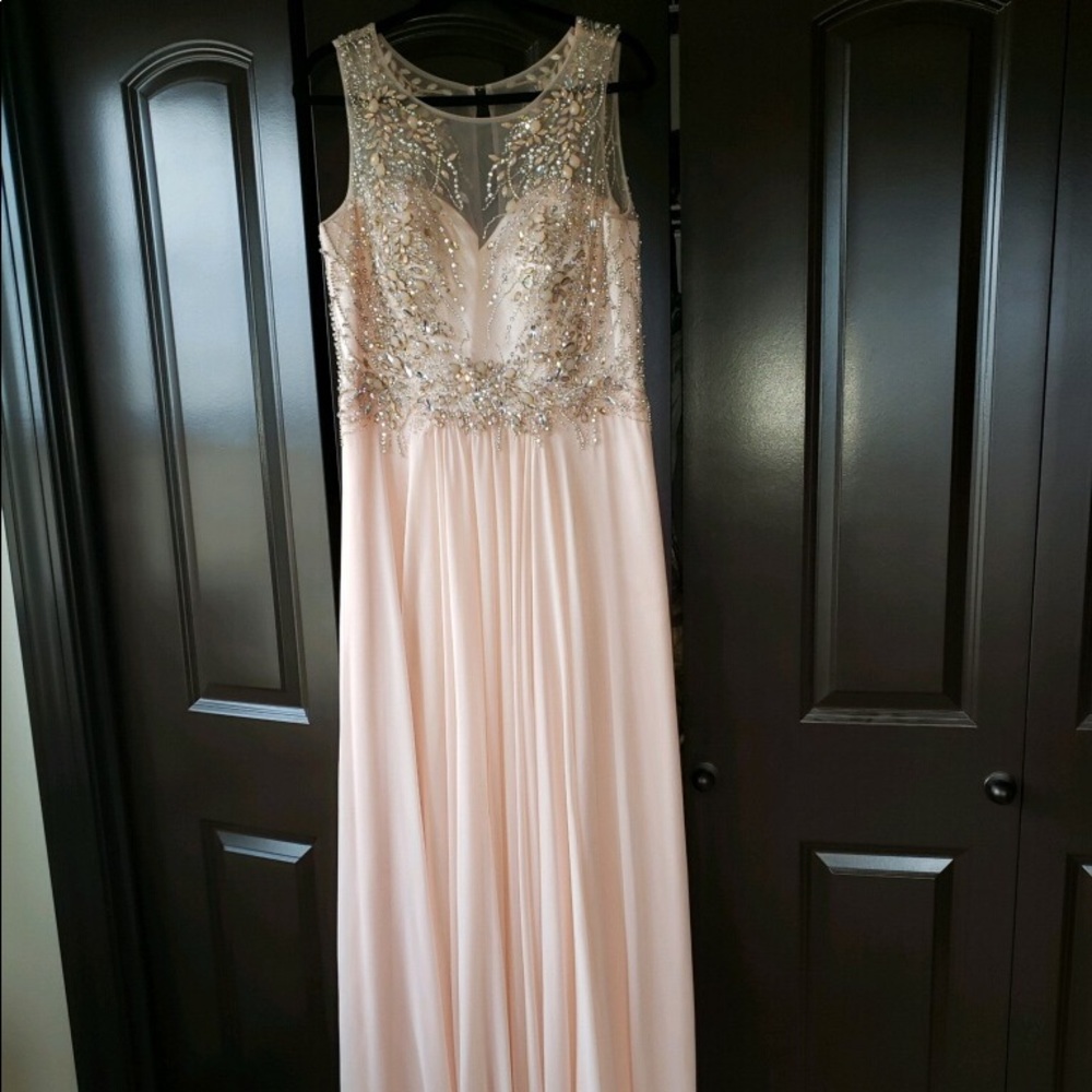 Long high neck formal/prom dress.
